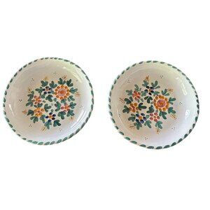 Set Of 2 Hand-Painted Floral Ceramic Bowls From Talavera Spain